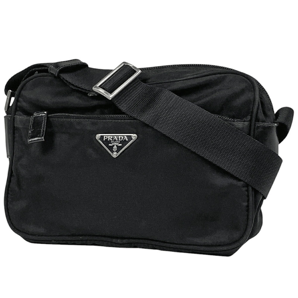 Prada Logo Plate Shoulder Bag Crossbody Nero Black